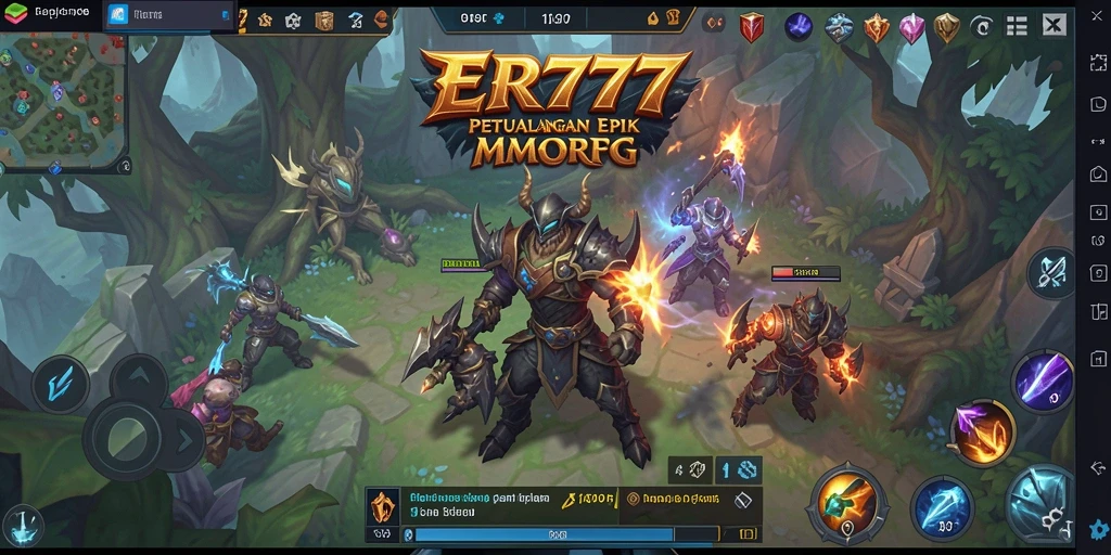 Screenshot utama ER777 menampilkan aksi seru dalam pertempuran MMORPG.