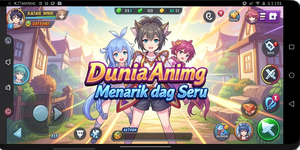 Gameplay KATAWIN yang penuh warna dan menarik dengan karakter anime.