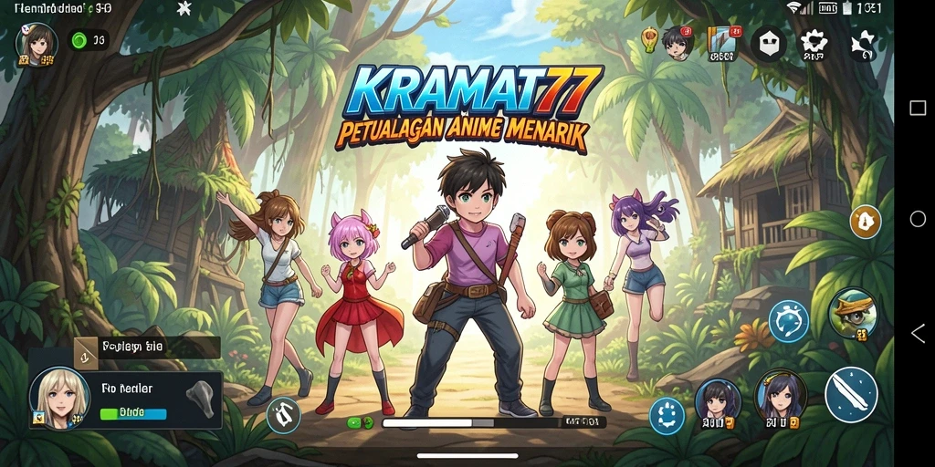 Tampilan gameplay menarik dari KRAMAT77 dengan karakter anime.