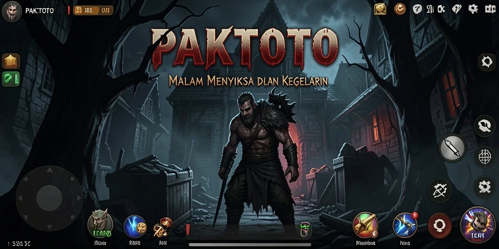 Screenshot utama PAKTOTO menampilkan suasana gelap dan mencekam dari gameplay.