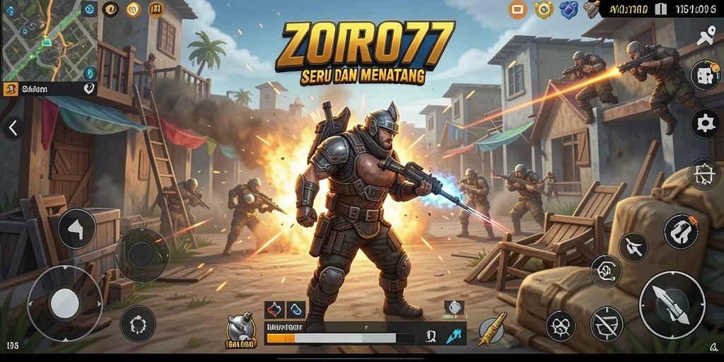 Screenshot gameplay ZORO77 yang menampilkan aksi seru Battle Royale.